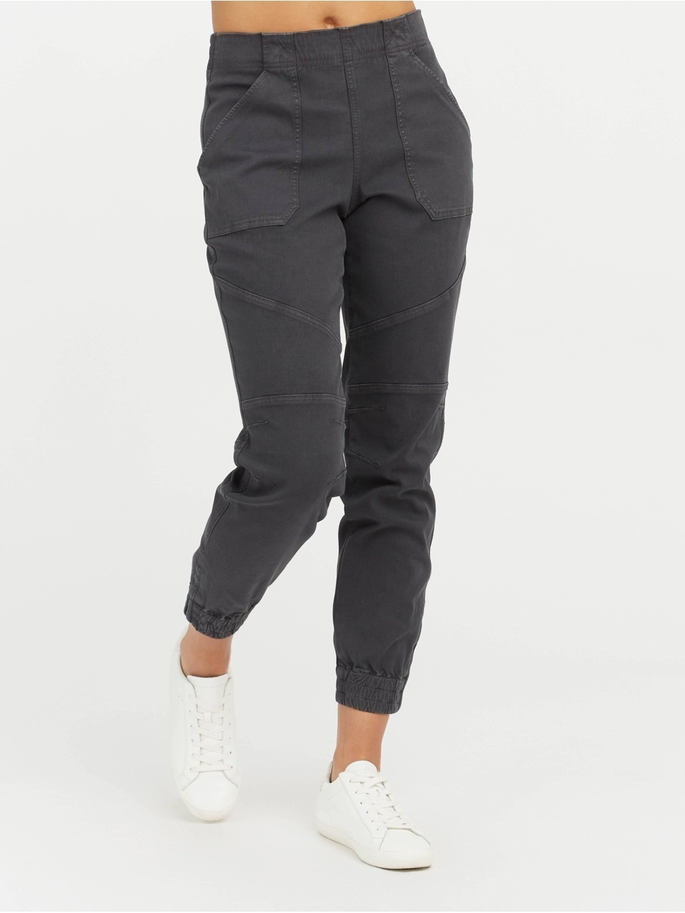 SPANX Plus Size Stretch Twill Utility Jogger Pants Gray Tapered Cargo 1X Travel